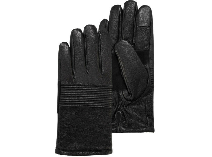 Isotoner Gants Homme Tactiles Cuir spécial Velo 8.5 Noir