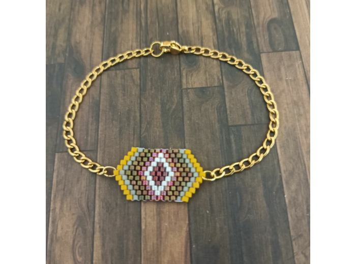 Bracelet miyuki/acier inoxydable doré