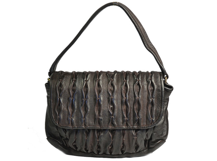Biba Meyers Sac Besace en Cuir Lavé Sculpté MEE1L Marron Os