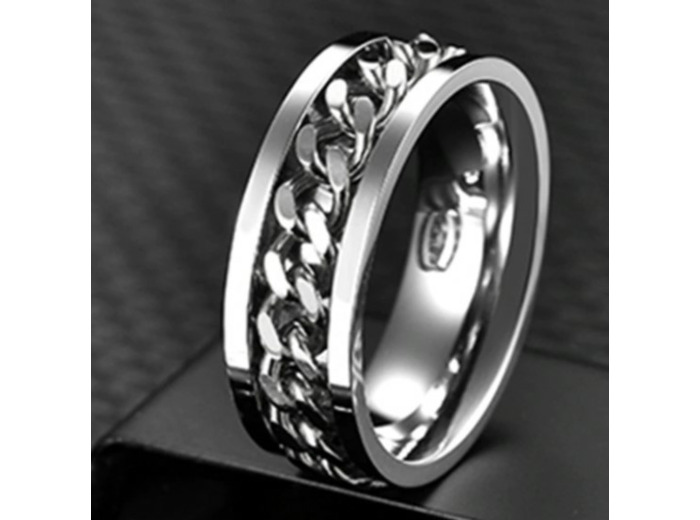 Bague homme chaîne en acier inoxydable