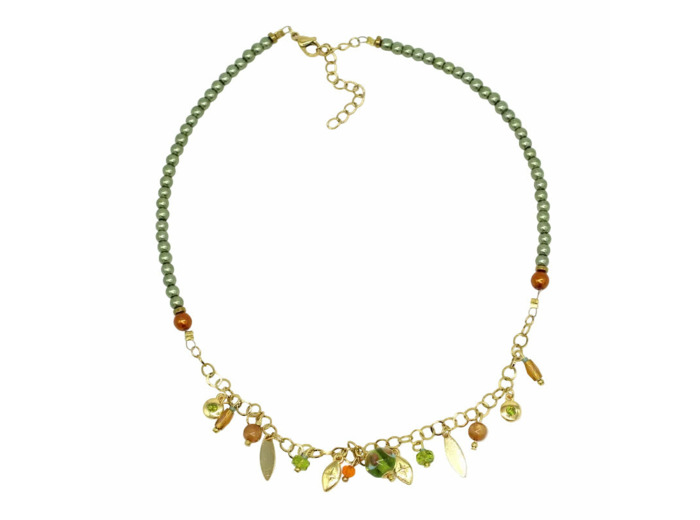 Collier ras de cou pampilles perle Murano olive Salvia
