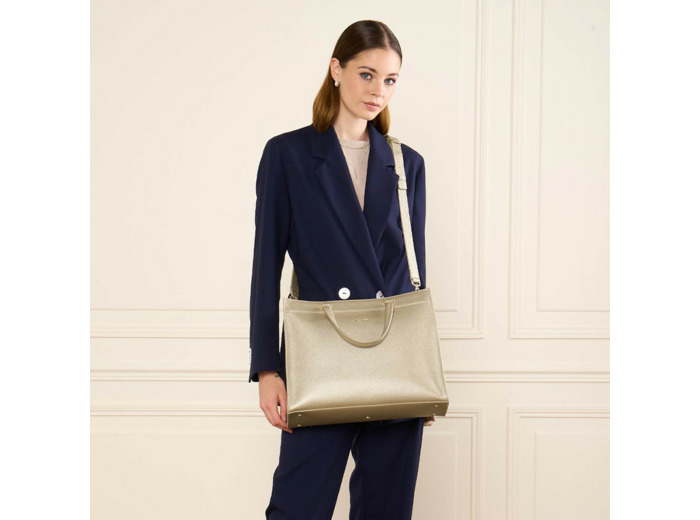 Lancaster Foulonné Double Sac Cabas 470-72 Champagne In Nude