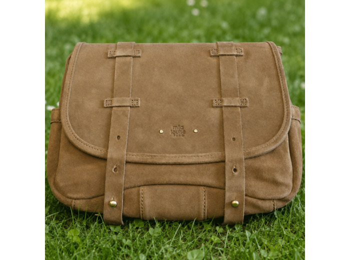Mila Louise Bess 1V Besace En Cuir Et Détails Cloutés Ocre Dark