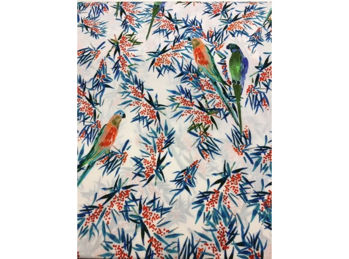 Tissu  viscose perroquets