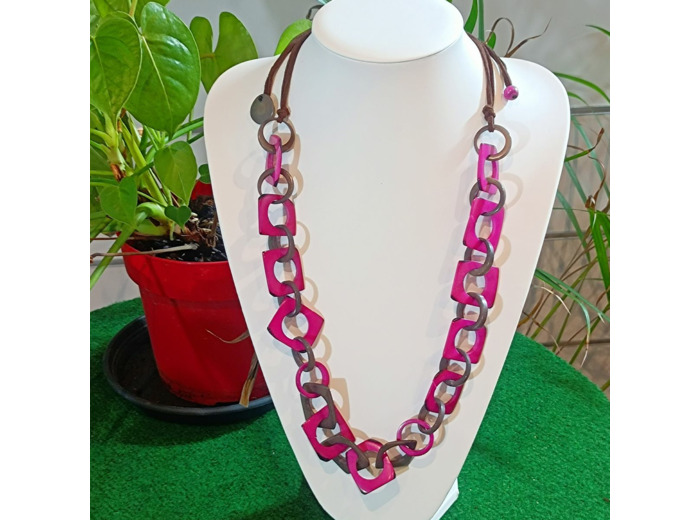 Collier Tina rose-gris en ivoire végétal