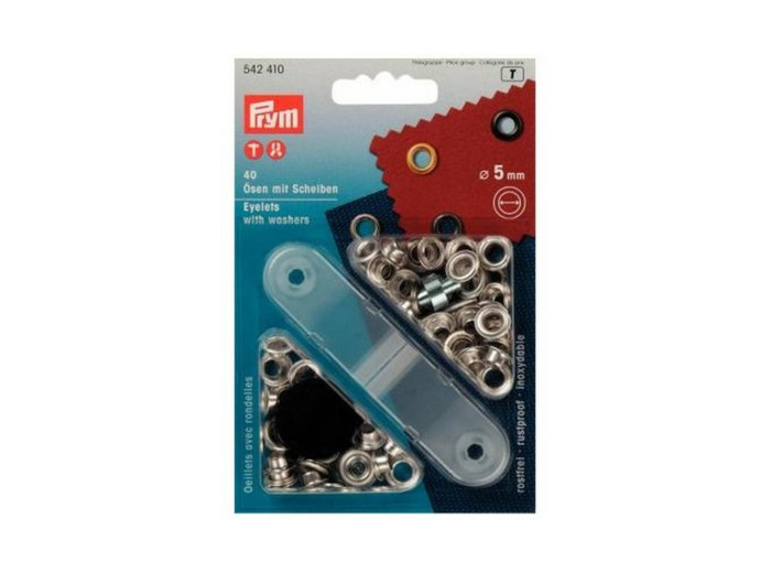 Oeillets avec rondelles 5 mm - Argent - Prym