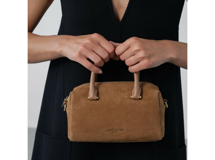 Lancaster Suède Cube Sac A Main En Cuir Velours 530-52 Camel