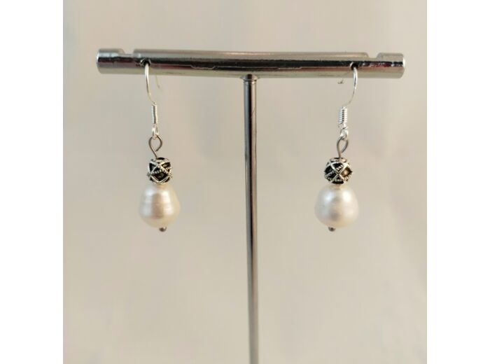 Boucles d'oreilles perles de culture d'eau douce/argent