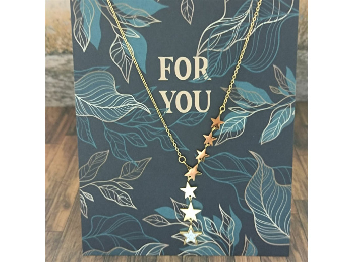 Collier étoiles en acier inoxydable doré