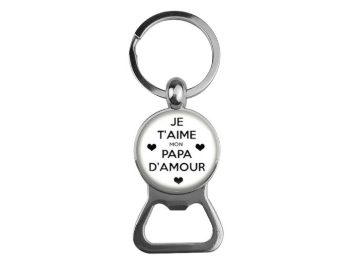 Porte-clé décapsuleur "Je t'aime mon papa d'amour"