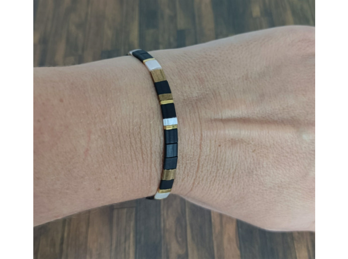 Bracelet duo noir/blanc/bronze/doré