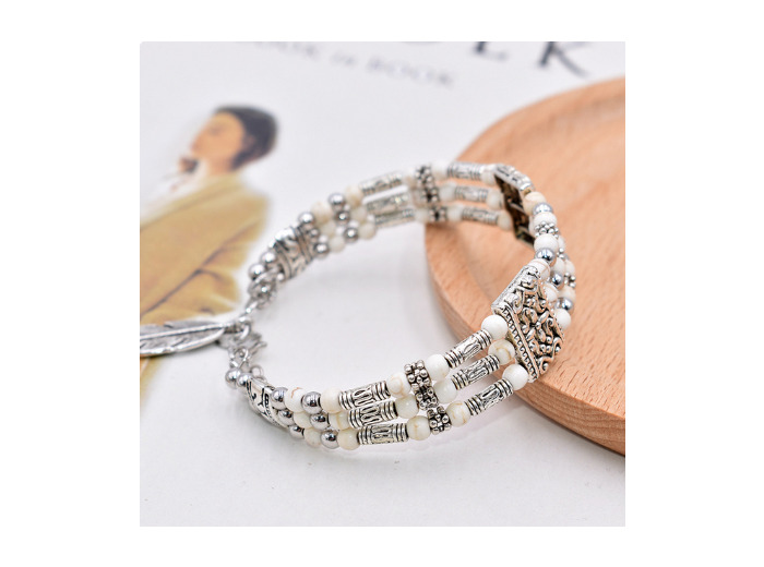 Bracelet argenté/blanc bohème