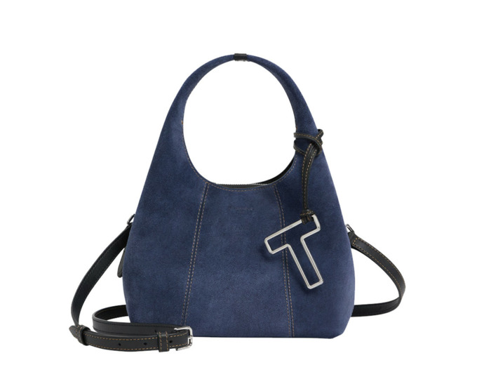 Le Tanneur Juliette Petit Sac A Main En Cuir Suède Prussia/Noir