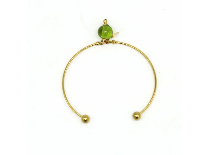Bracelet jonc perle Murano vert olive Salvia