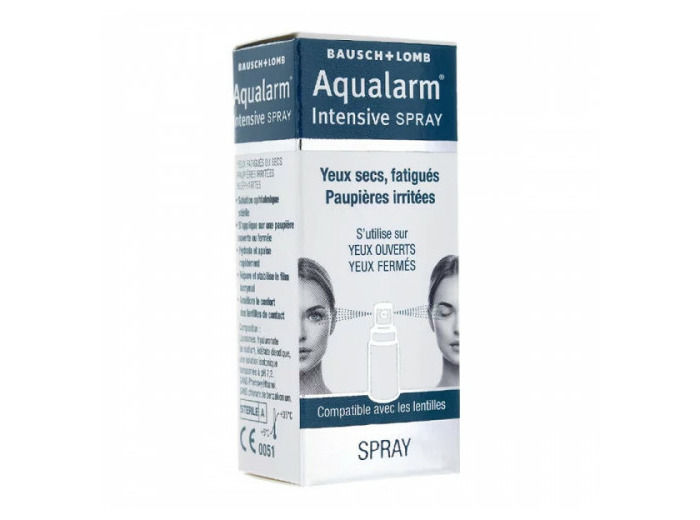 Intensive Spray Yeux Secs Fatigues Paupieres Irritees 10ml Aqualarm Yeux ouverts et fermés Bausch&Lomb