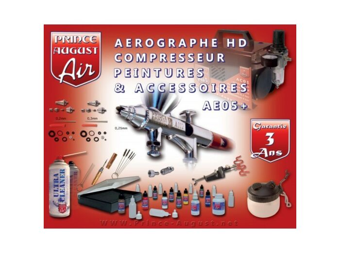 AE05+ Air Ultimate Aérographe HD Compresseur Peintures Accessoires + UC01