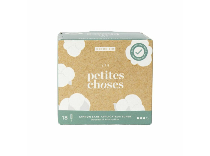 Tampons Flux Super Sans Applicateurs Coton Bio Boîte de 18 Les Petites Choses