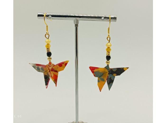 B.O. origami papillon orange/noir/doré