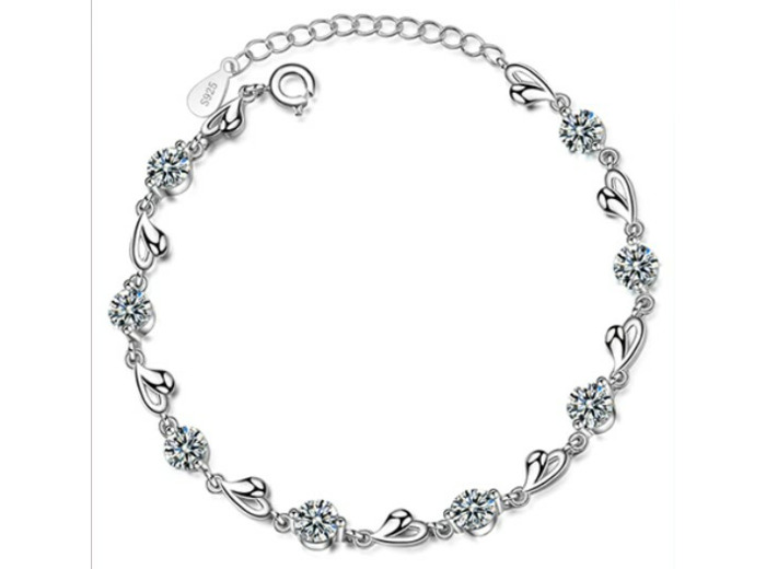 Bracelet en argent zircon en forme de cœur 1
