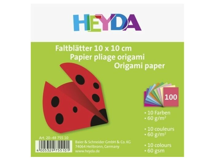 Feuilles origami 10x10 - Couleurs assorties