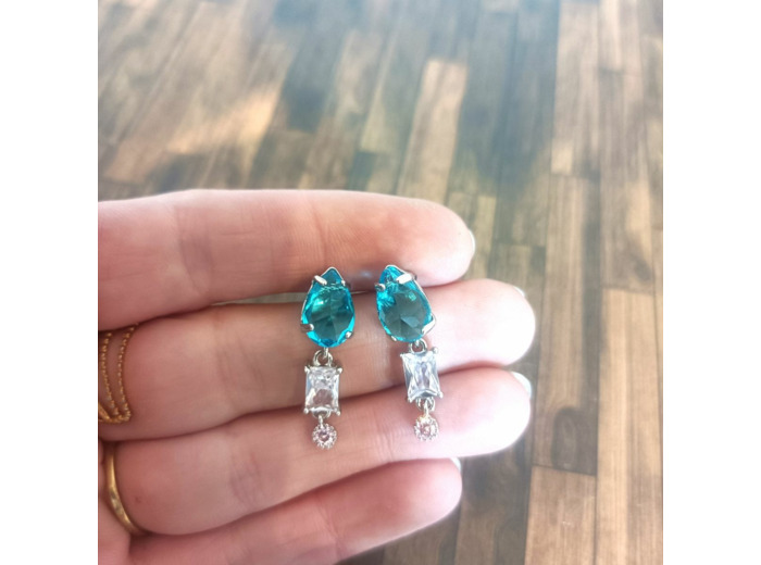 Boucles d’oreilles en verre Crystal Glass Bleu-blanc-argenté