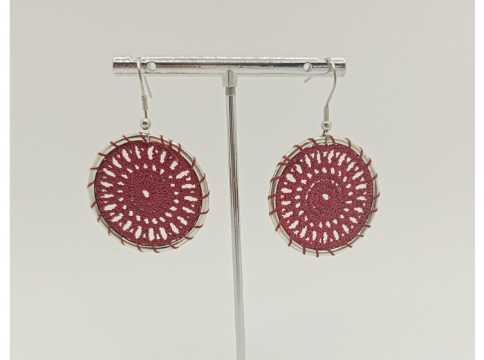 B.O. au crochet  argenté-rouge
