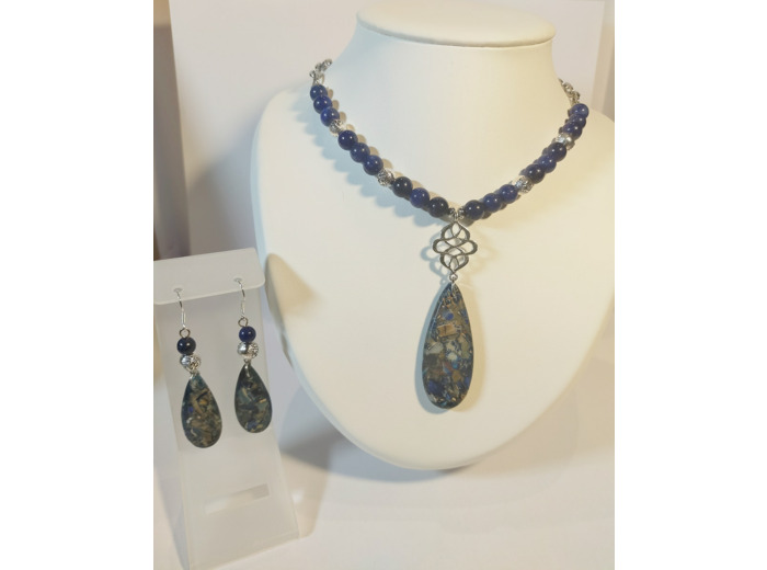 Parure bleu-argent lapis lazuli
