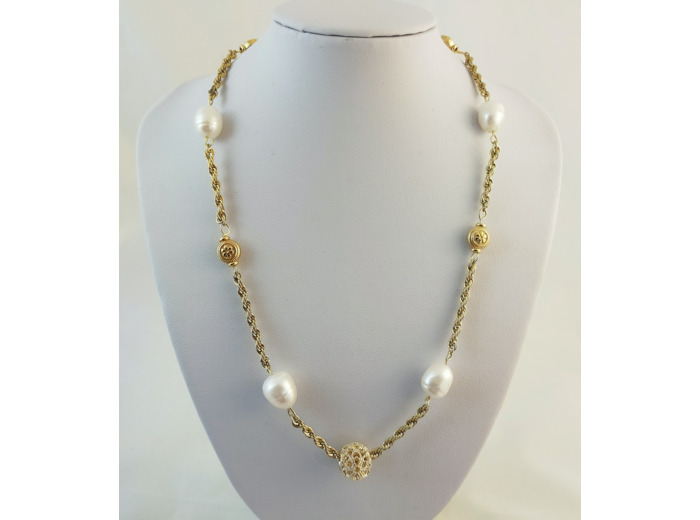 Collier perles de culture d'eau douce/doré