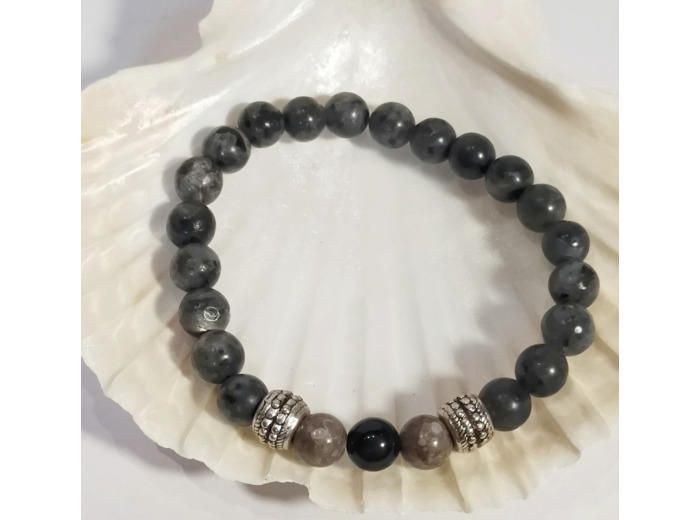 Agate noire, labradorite