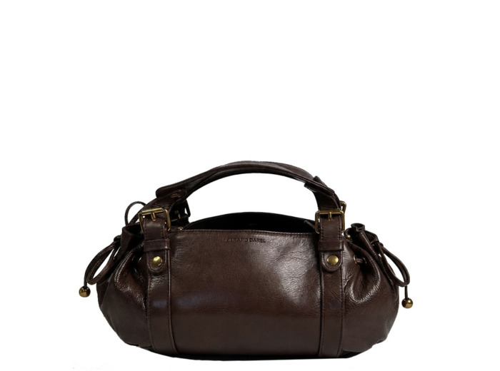 Gérard Darel Le 12 Heures Mini Sac A Main En Cuir Effet Froissé Marron