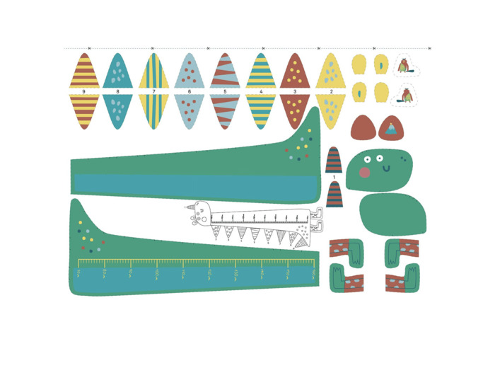 Coupon Tissu Panel Dinosaur Measure, Katia fabrics
