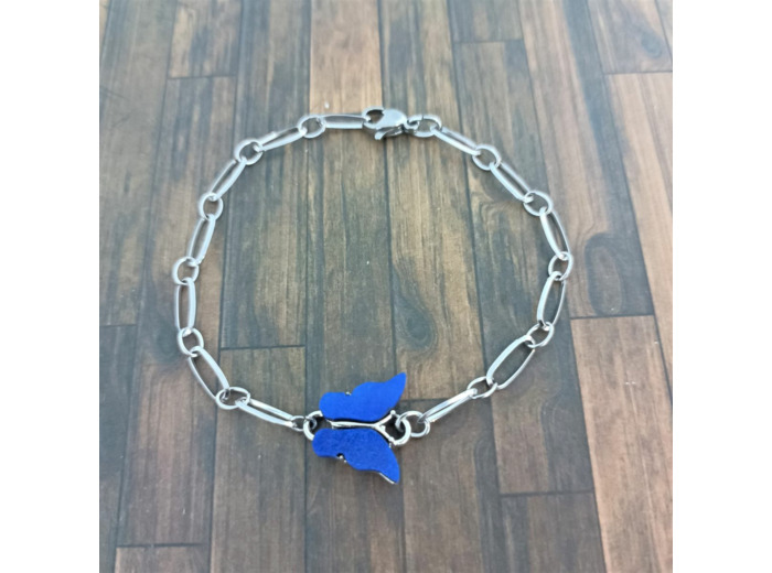 Bracelet chaîne papillon bleu