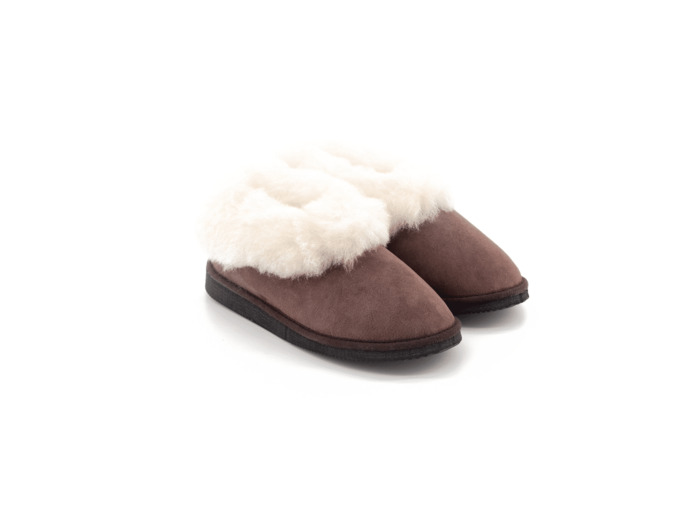 Chaussons mixtes coffee en peau de mouton