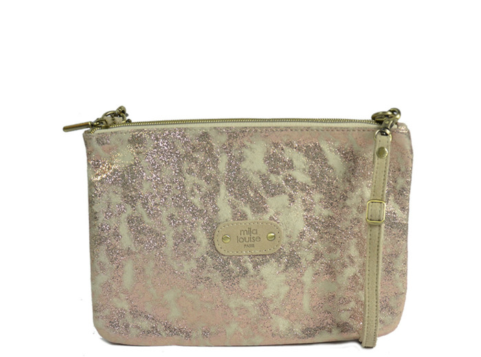 Mila Louise Natasha CU Sac et Pochette Toile Irisée Rosee