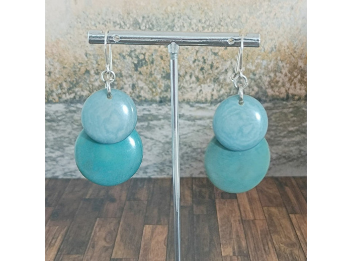 Boucles d'oreilles Alexia bleu en ivoire végétal