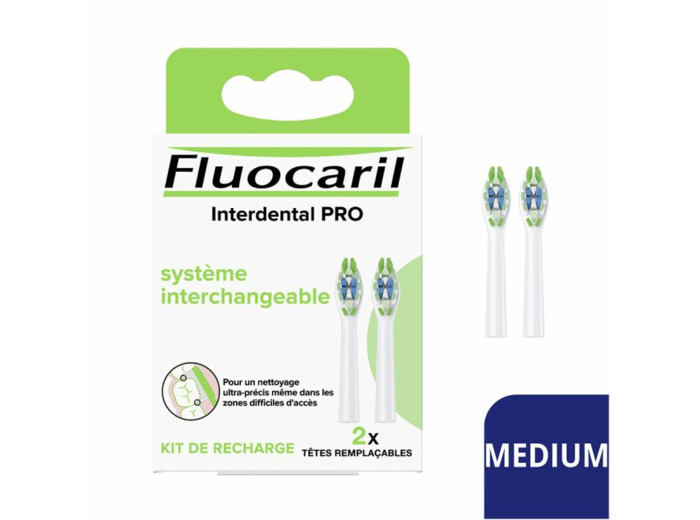 Têtes remplaçables Brosse à dents Interdental PRO Medium x2 Fluocaril