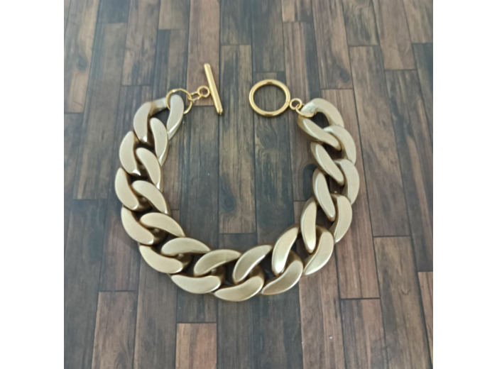Bracelet gros maillons doré 22mm