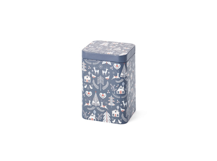 Boite carrée noël bleue en métal