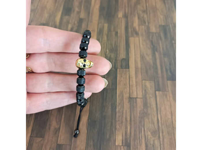 Bracelet homme acier noir et doré