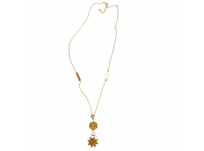 Collier long soleil olive perle Murano SALVIA