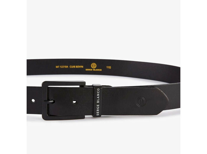 Serge Blanco Ceinture en Cuir MT12218A Noir