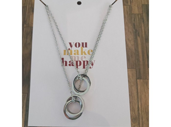 Pendentifs de couple en zircon cubique et acier inox
