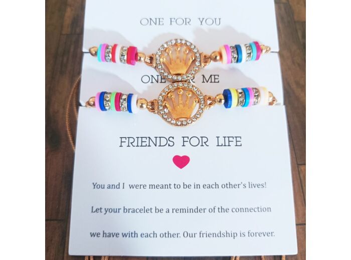 2 bracelets amis pour la vie couronne