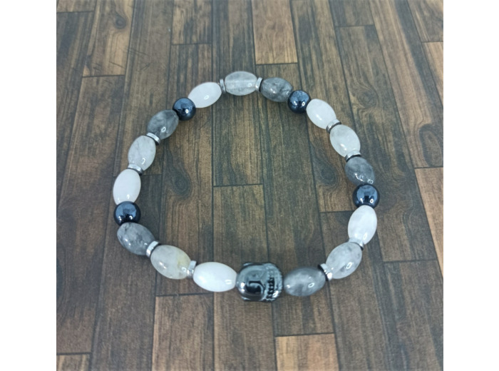 Bracelet labradorite/quartz rose/hématite
