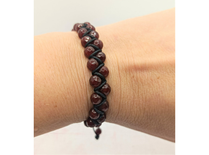 Bracelet double rang en perles de Jade rouge rubis