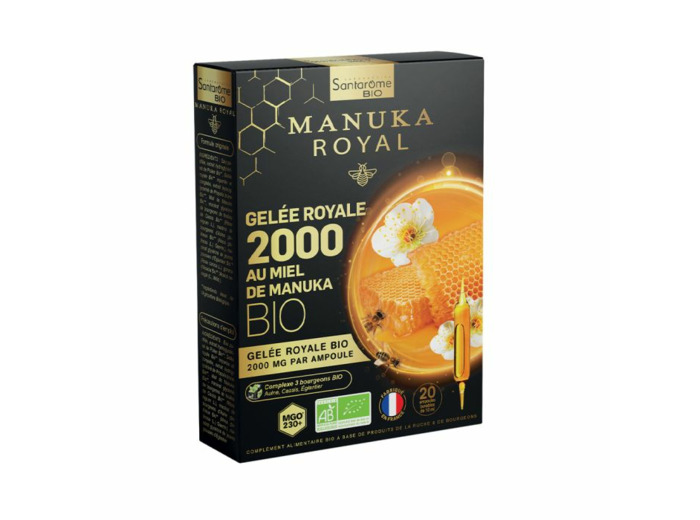 Gelée Royale 2000mg 20 Ampoules Au Miel de Manuka Bio Santarome