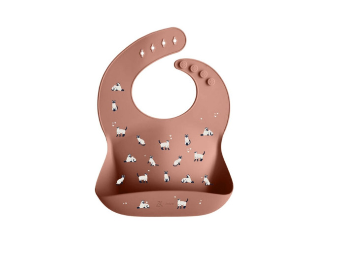 Bavoir en silicone minouche rose