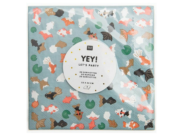 Serviettes de table en papier poissons - Rico Design
