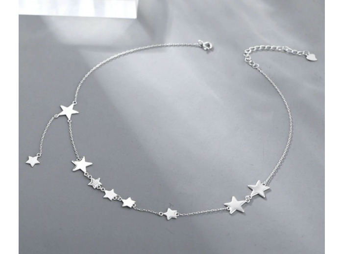 Chaîne en argent étoiles avec chaîne de clavicule