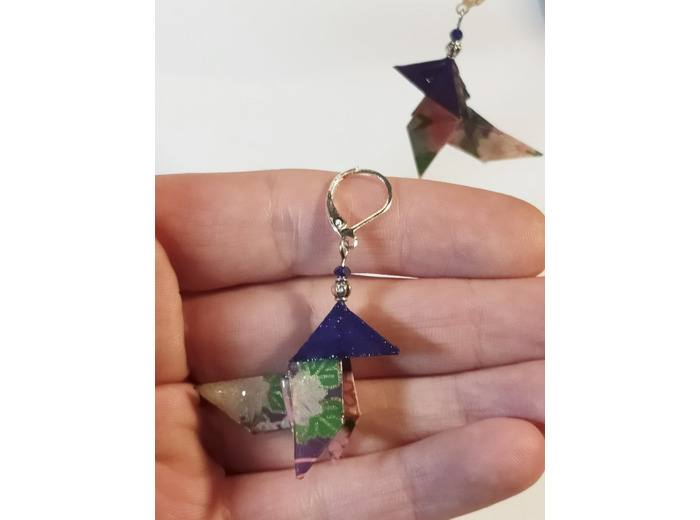 B.O. origami  cocotte violet-vert/argenté